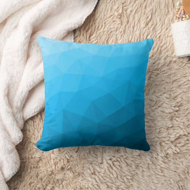 Blue cyan gradient geometric mesh pattern Triangle Cushion (Blanket)