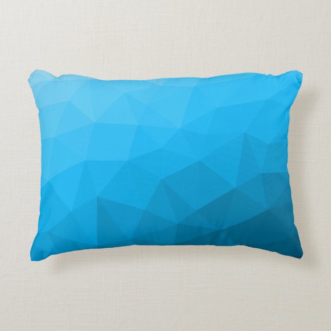Blue cyan gradient geometric mesh pattern Triangle Decorative Cushion (Front)