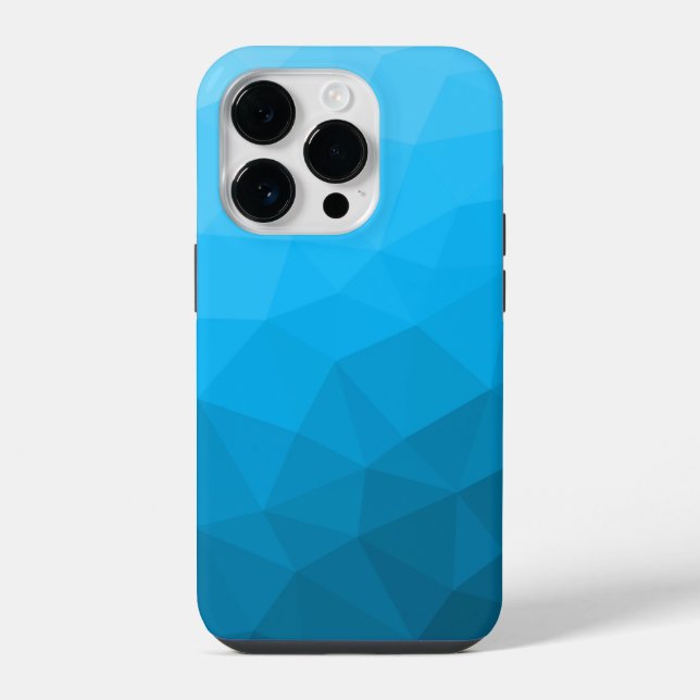 Blue cyan gradient geometric mesh pattern Triangle iPhone Case (Back)