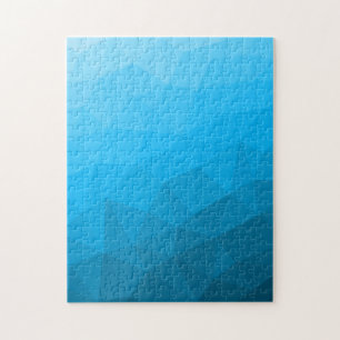 Blue cyan gradient geometric mesh pattern Triangle Jigsaw Puzzle