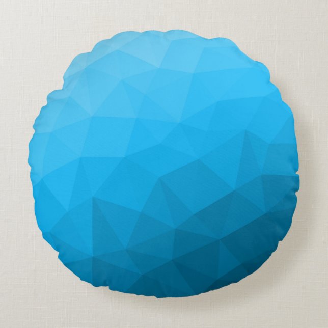 Blue cyan gradient geometric mesh pattern Triangle Round Cushion (Front)