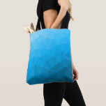 Blue cyan gradient geometric mesh pattern Triangle Tote Bag<br><div class="desc">Triangle geometric mesh with light dark blue ombre gradient. 
pattern,  ombre,  mesh,  triangles,  geometry,  geometric,  gradient,  cool,  triangle,  bright,  blue,  cyan</div>