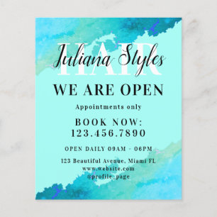 Blue cyan marble hairstylist  flyer