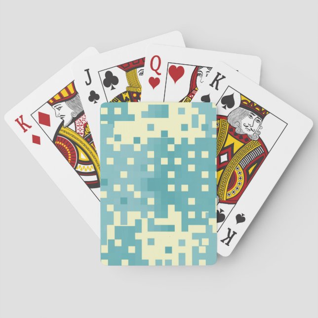 Blue & Cyan Pixel Pattern Playing Cards (Back)