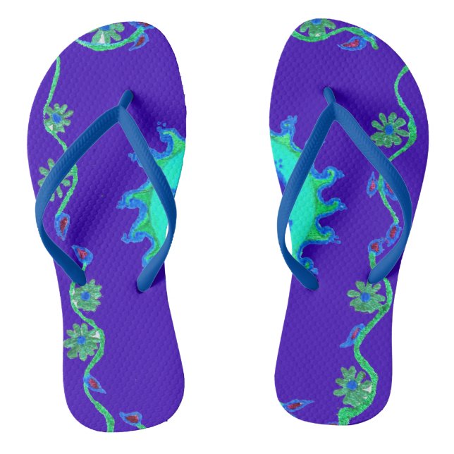 Blue Cyan Royal Blue Iridescent Colour Art Print Jandals (Footbed)