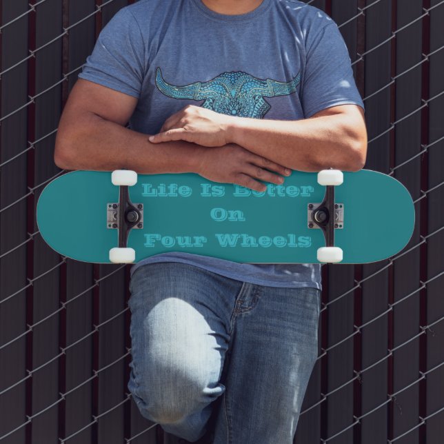 Blue Cyan Teal Turquoise Spring Season Solid Colou Skateboard (Outdoor 3)