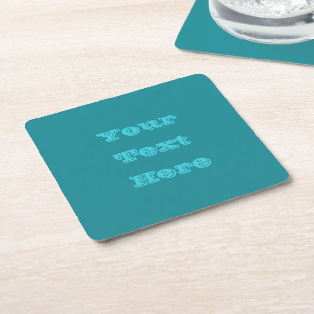 Blue Cyan Teal Turquoise Spring Season Solid Colou Square Paper Coaster (Angled)