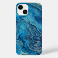 Blue Cyan White Marble Acrylic Abstraction