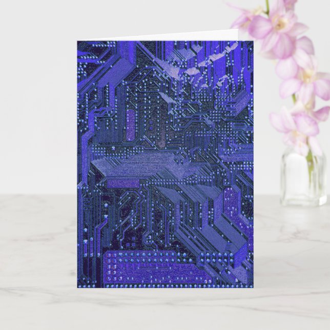 Blue Cyber Circuit Board Tech Art Electronics Card (Orchid)