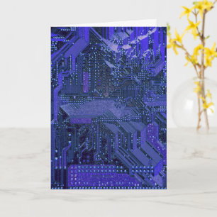 Blue Cyber Circuit Board Tech Art Electronics Card