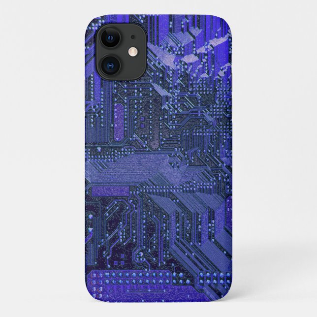 Blue Cyber Circuit Board Tech Art Electronics Case-Mate iPhone Case (Back)