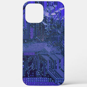 Blue Cyber Circuit Board Tech Art Electronics iPhone 12 Pro Max Case