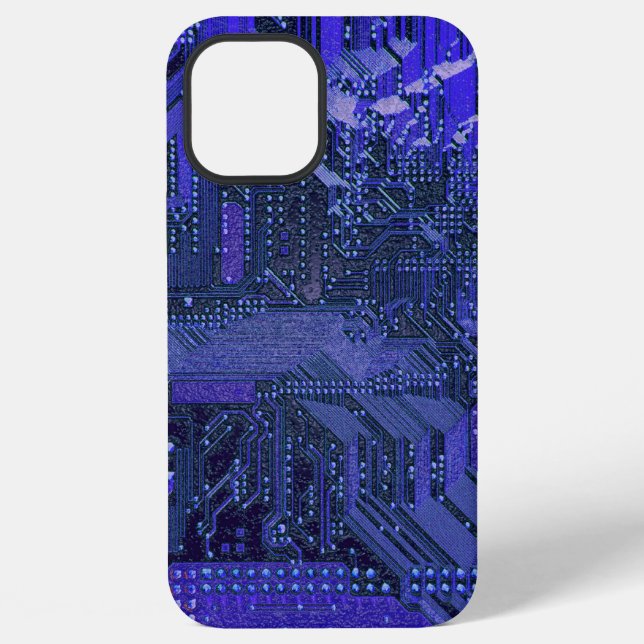 Blue Cyber Circuit Board Tech Art Electronics iPhone Case (Back)
