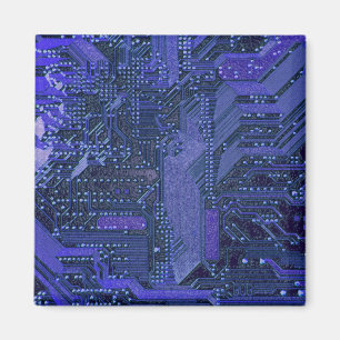 Blue Cyber Circuit Board Tech Electronics Magnet
