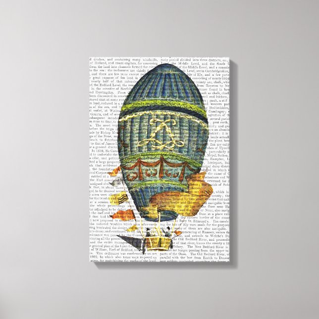 Blue Cylindrical Hot Air Balloon Canvas Print (Front)
