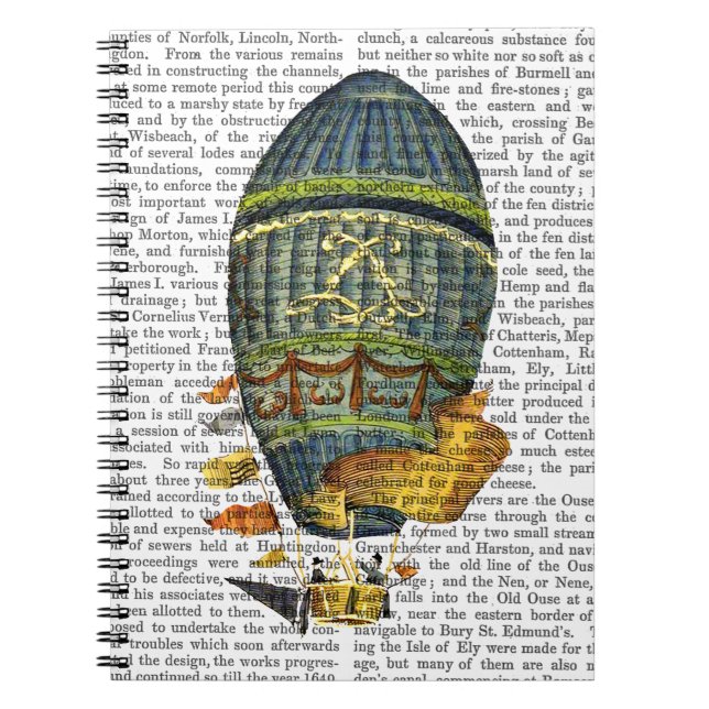 Blue Cylindrical Hot Air Balloon Spiral Notebook (Front)