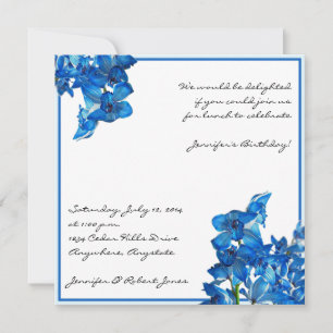 Blue Cymbidium Boat Orchid Flower Party Invitation