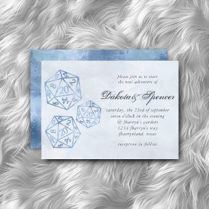 Blue D20 Crit RPG Tabletop Fantasy Dice Invitation