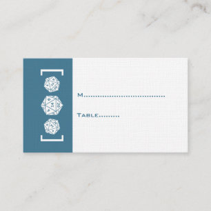 Blue D20 Dice Gamer Wedding Place Card
