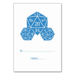 Blue D20 Dice Place Card
