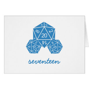 Blue D20 Dice Table Number Card