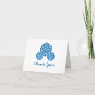 Blue D20 Dice Thank You Card