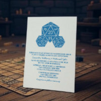 Blue D20 Dice Wedding Invite