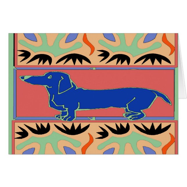 Blue Dachshund Abstract Fauvism (Front Horizontal)