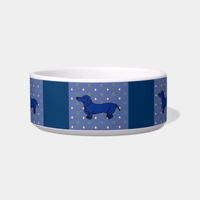 Blue Dachshund Quilt Bowl (Front)