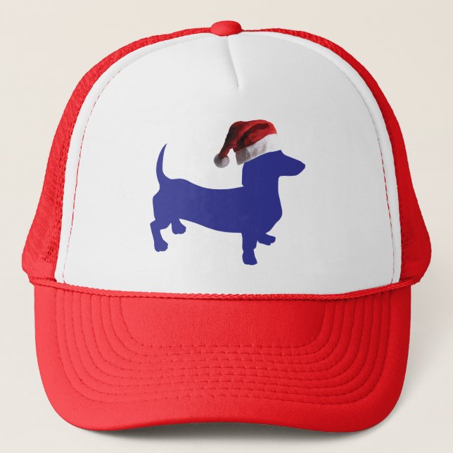Blue Dachshund wearing a Santa Claus Hat (Front)