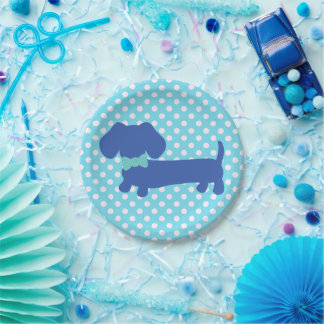 Blue Dachshund Wiener Dog Party Paper Plates