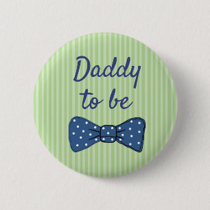 Blue Dad to be Bow Tie Baby Shower Button
