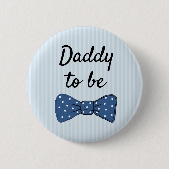 Blue Dad to be Bow Tie Baby Shower Button (Front)