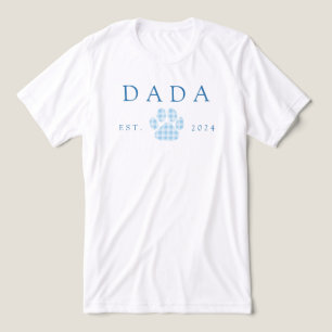 Blue Dada Gingham Puppy Paw Print Birthday Tri-Blend Shirt