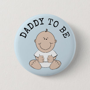Blue Daddy to be Baby Shower Button