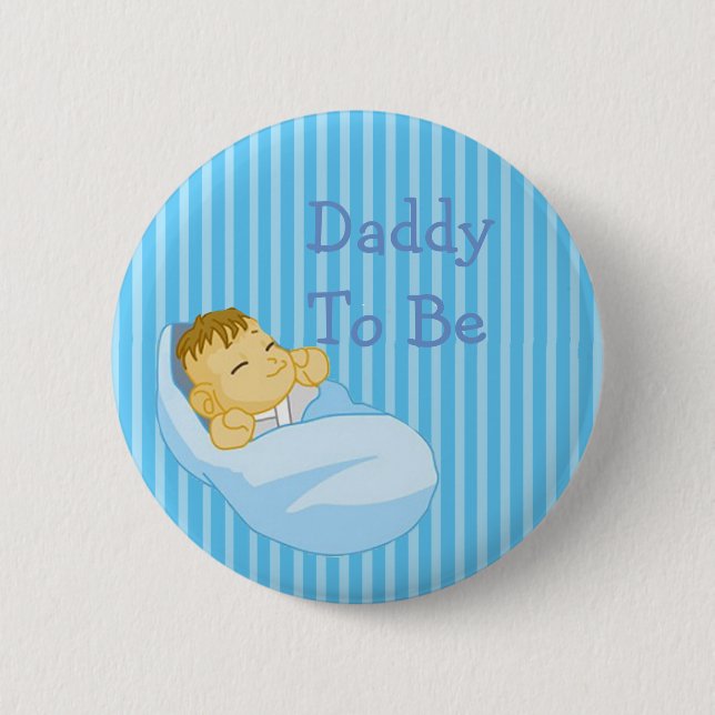 Blue Daddy To Be Baby Shower Button (Front)