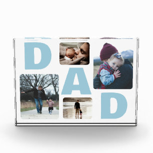 Blue Dad's Fathers Day Family Photo Collage Block