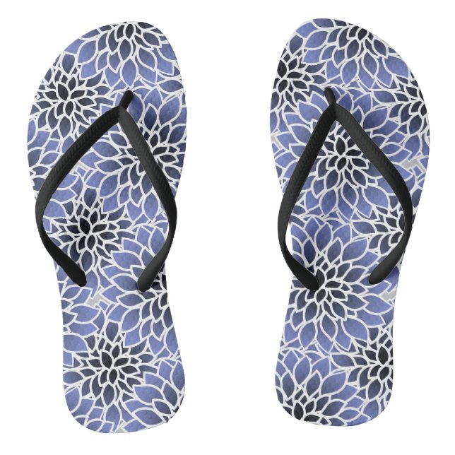 Blue Dahlia Floral Pattern Jandals (Footbed)