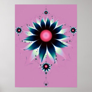 Blue Dahlia Flower Poster