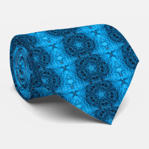 BLUE  DAHLIA FLOWERS Abstract Floral Tie