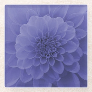 Blue Dahlia Glass Coaster