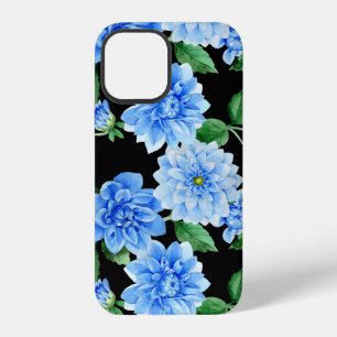 Blue Dahlia On Black iPhone 12 Case