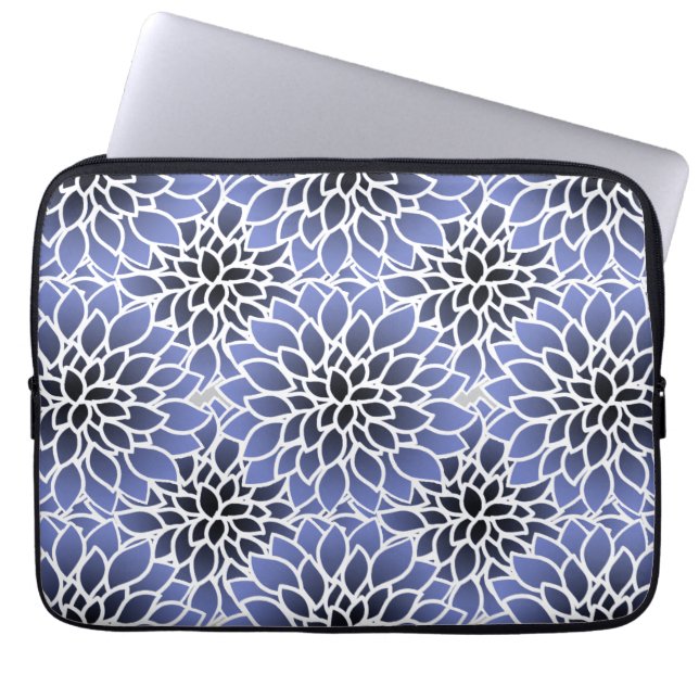 Blue Dahlia Pattern Laptop Sleeve (Front)