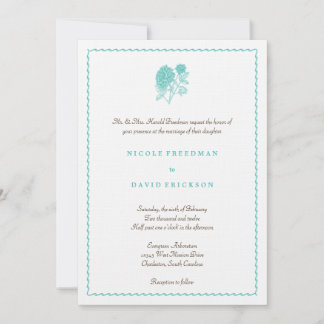 Blue dahlia simple elegance wedding invitation