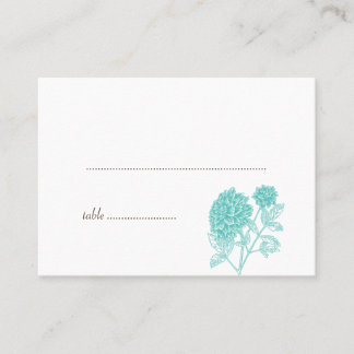 Blue dahlia wedding escort seating place cards