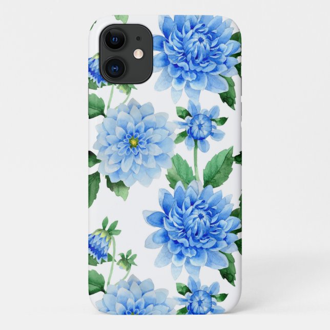 blue dahlias on white Case-Mate iPhone case (Back)