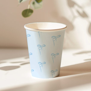Blue dainty bow pattern boy baby shower paper cups