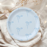 Blue dainty bow pattern boy baby shower paper plate<br><div class="desc">Blue dainty bow pattern boy baby shower Paper Plates
Matching items available.</div>