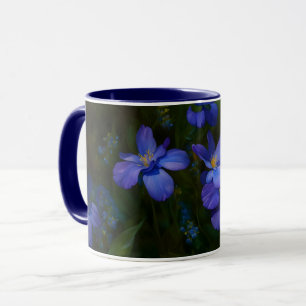 Blue Dainty Little Flowers Garden Art Mug Cup