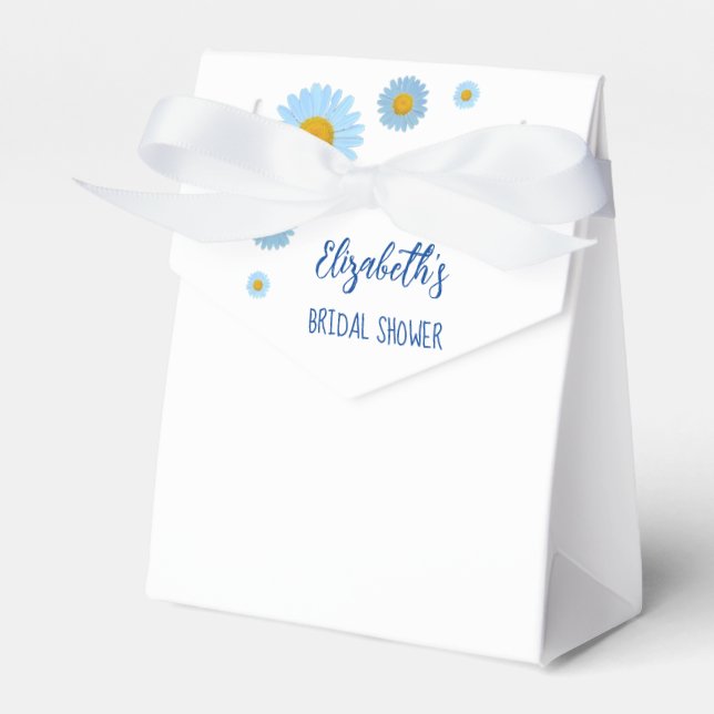 Blue Daisies Floral Bridal Shower Favour Box (Front Side)